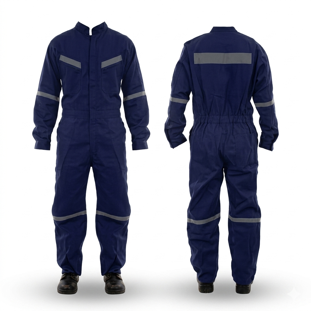 Industrial Safety Coverall with Reflective Strips (Navy Blue)