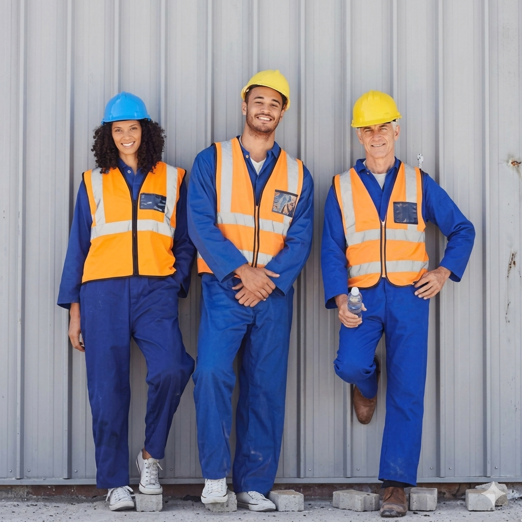 High-Visibility Reflective Safety Workwear Set (Blue & Orange)