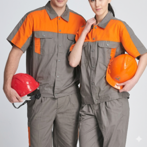 Industrial Safety Workwear Uniform Set (High-Visibility Orange & Grey)
